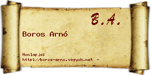Boros Arnó névjegykártya